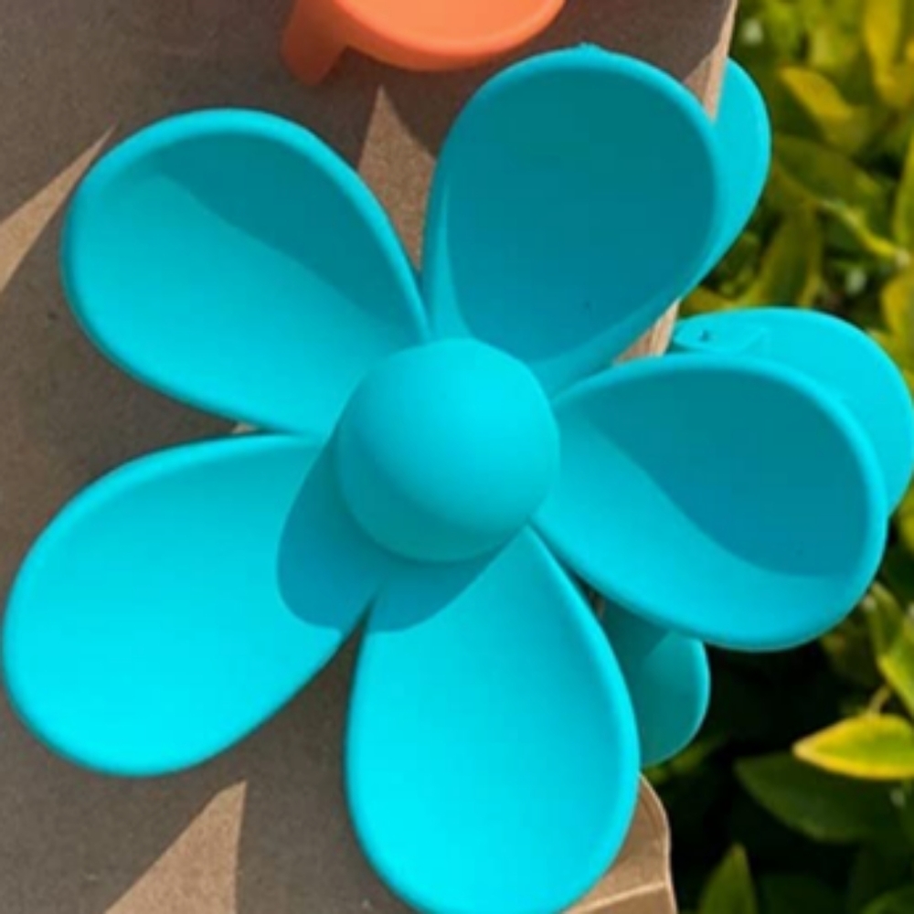 Big Flower Hair Clip/Claw - Turquoise